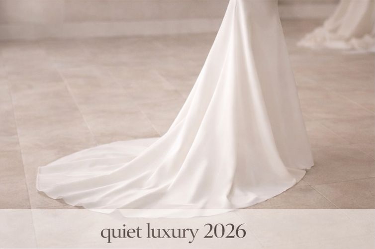 Prosta suknia ślubna z trenem – minimalistyczny efekt premium w stylu quiet luxury 2026